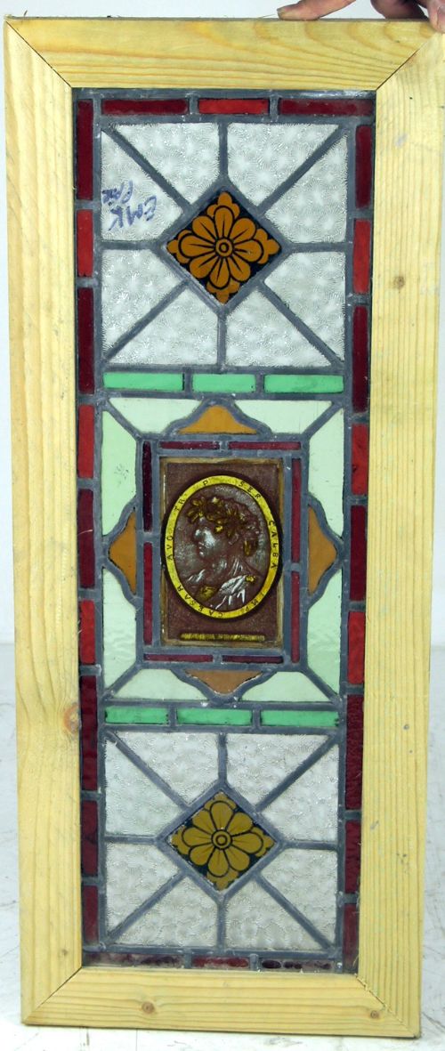 an unusual painted window of caesar
