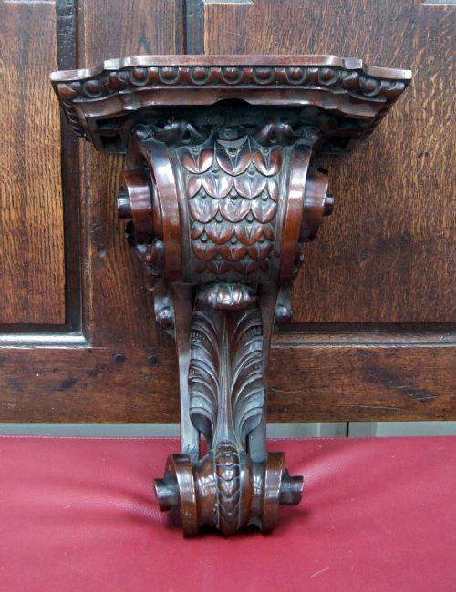 a well carved victorian mahogany wall bracket