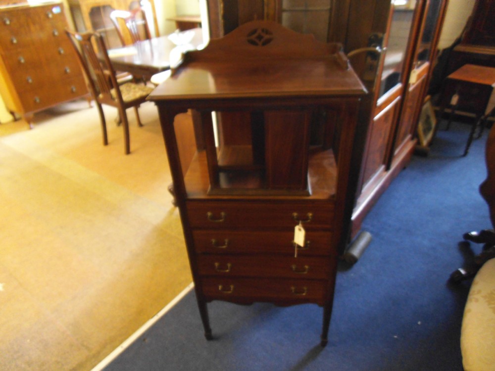 mahogany inlaid music chestrevolving bookcase
