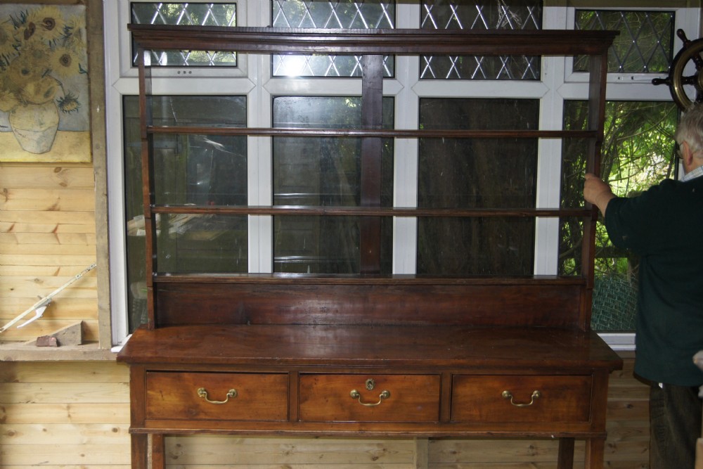 period elm dresser with rack