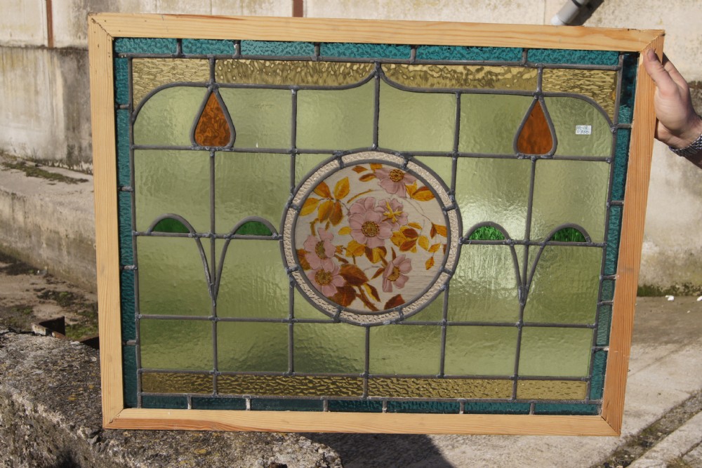 painted and leaded glass art nouveau window