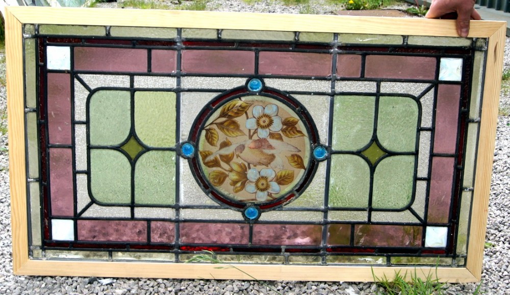 a good victorian painted leaded glass window