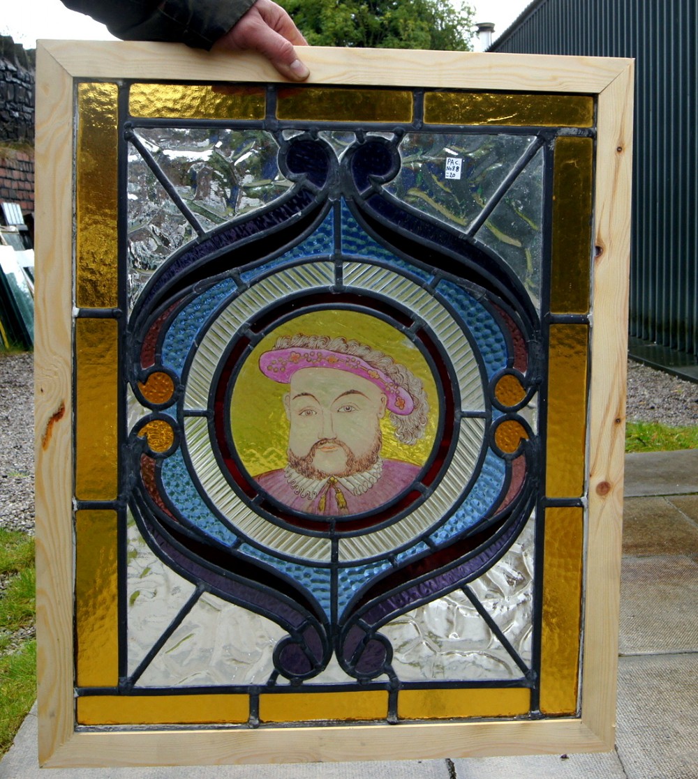 a leaded and painted glass window of henry viii