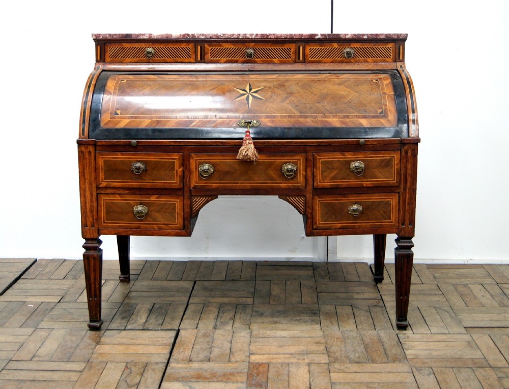 a very unusual antique inlaid cylinder desk
