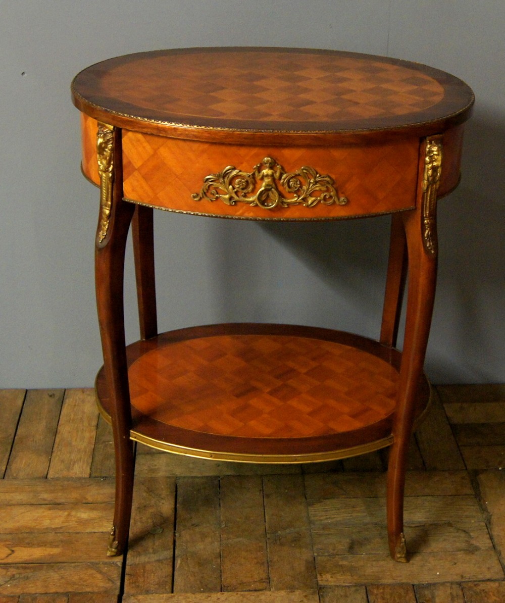a lovely elegant parquetry topped french side table