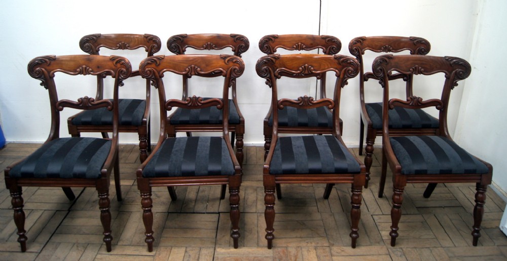 an impressive set of 8 william iv mahogany dining chairs