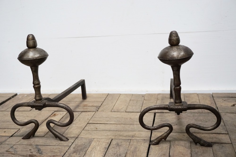 pair of good french victorian steel andirons