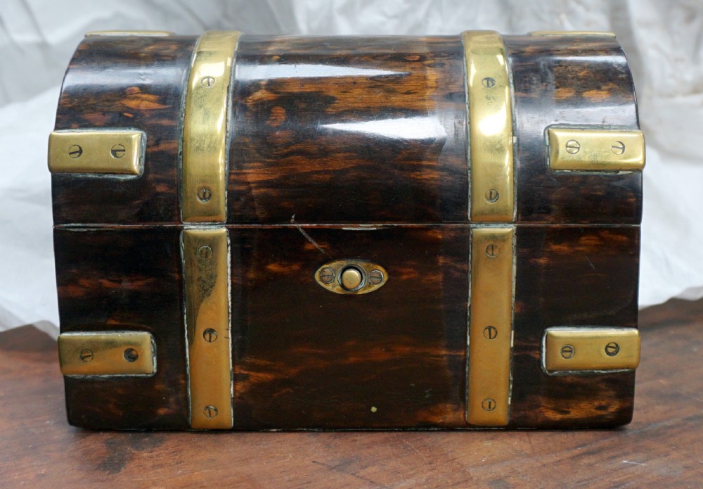 a charming brass bound coromandel victorian casket