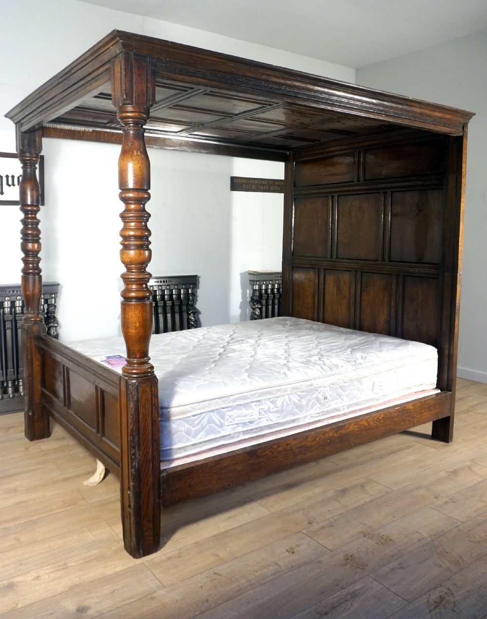 fantastic solid oak bed recondtituted from period oak panels