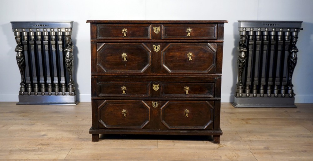 a good jacobean oak chest of drawers