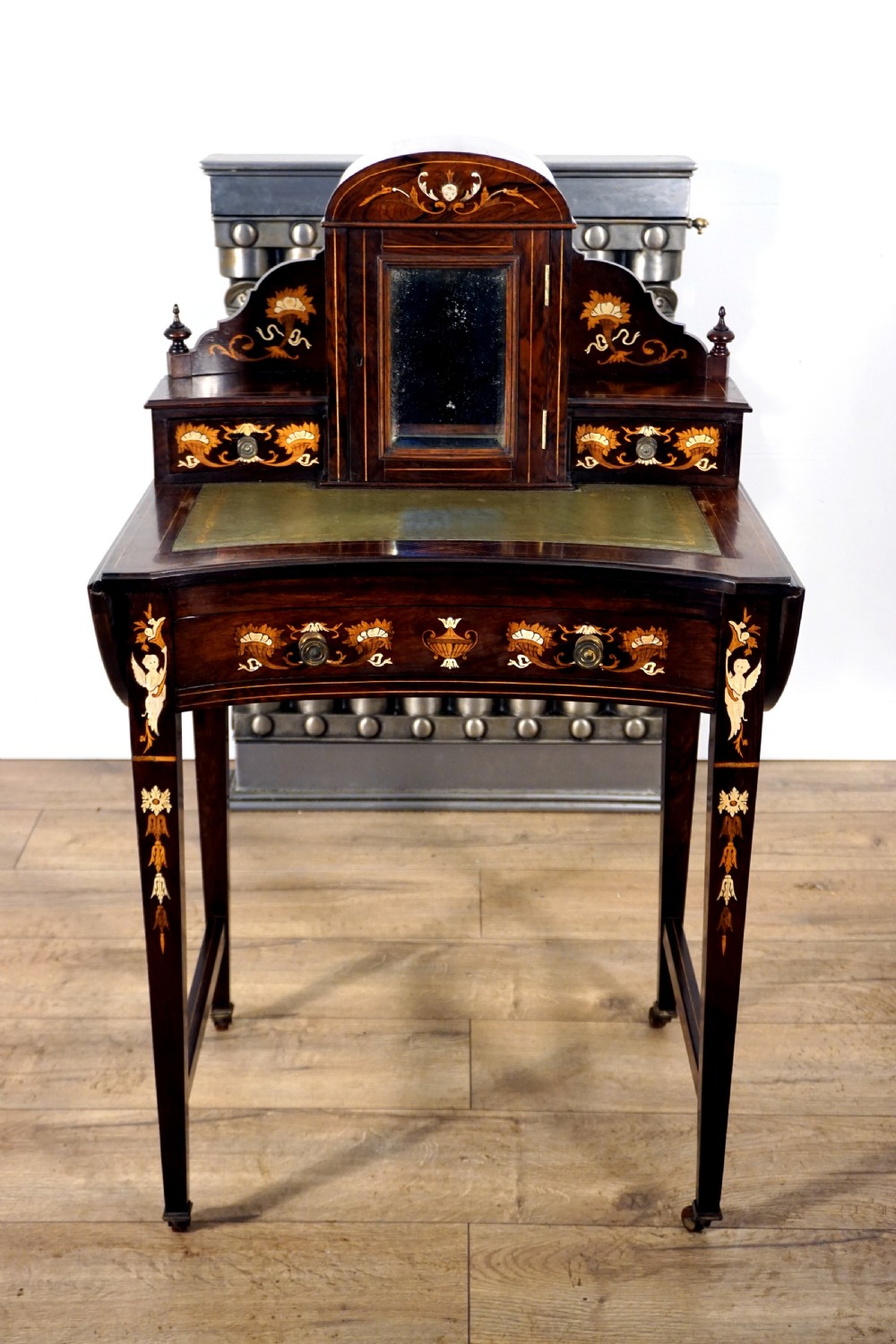 an absolutely stunning petite rosewood victorian marquetry inlaid bonheur de jour
