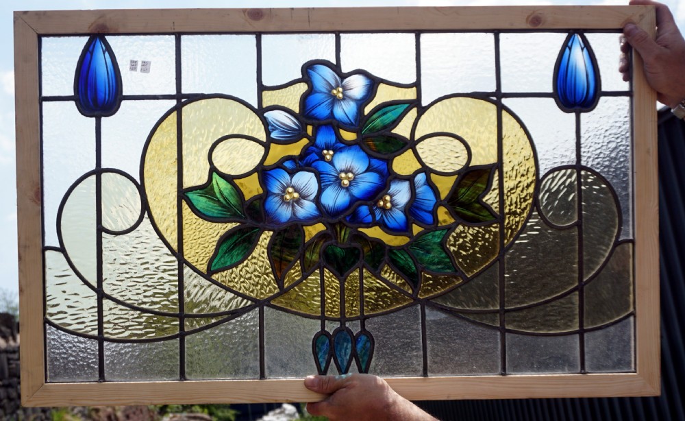 a beautifully painted leaded glass window