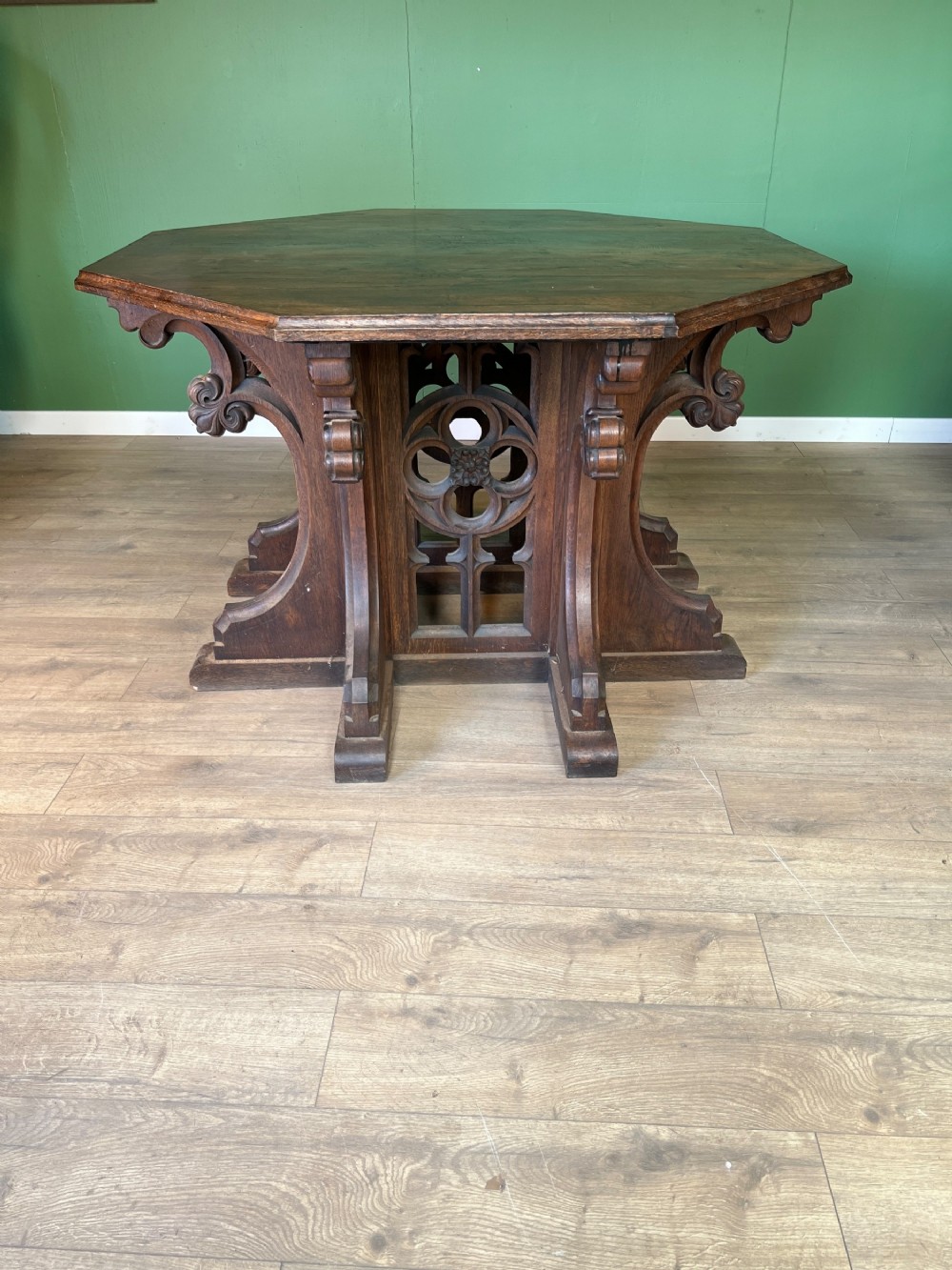 huge gothic centre table in the style of pugin