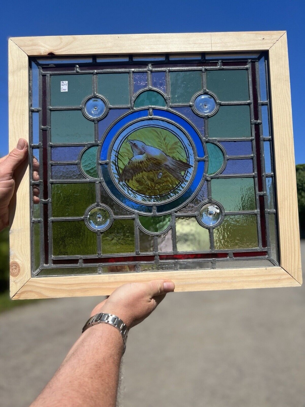 hand painted and leaded glass window