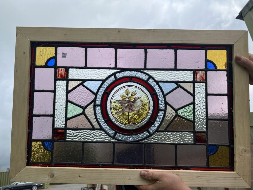 stained glass window painted bird 2