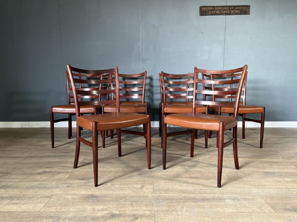 set of 10 rosewood danish mid century dining chairs 1960s