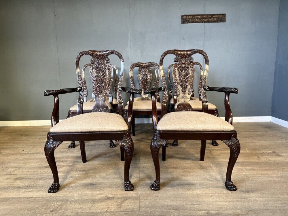 set of 8 62 chippendale revival mahogany dining chairs