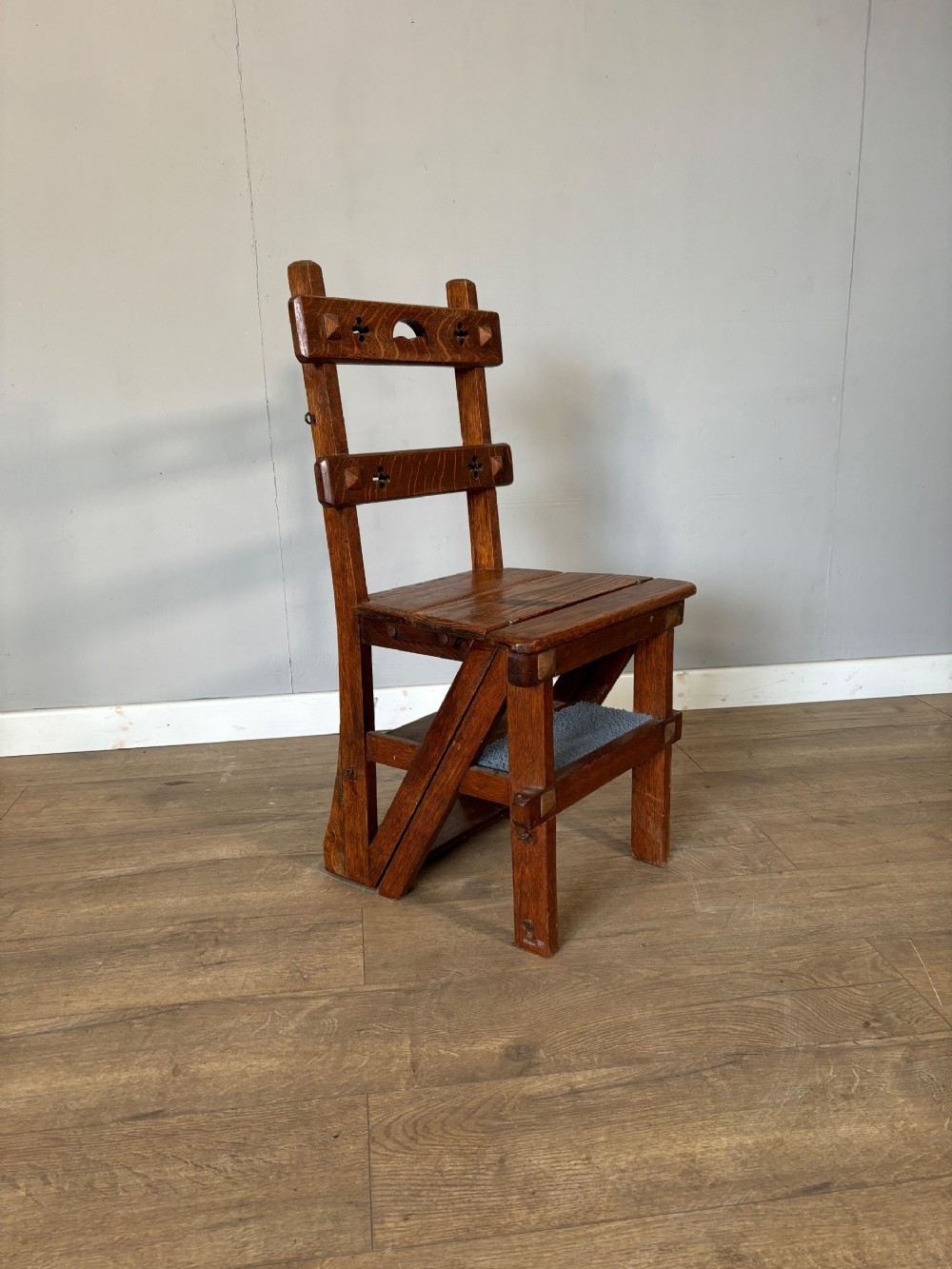 antique gothic oak metamorphic chairlibrary steps