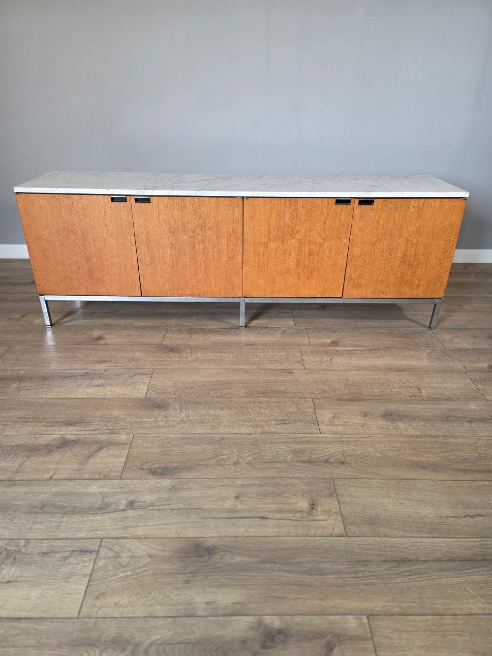 1960s florence knoll 4 door credenzasideboard with white marble top