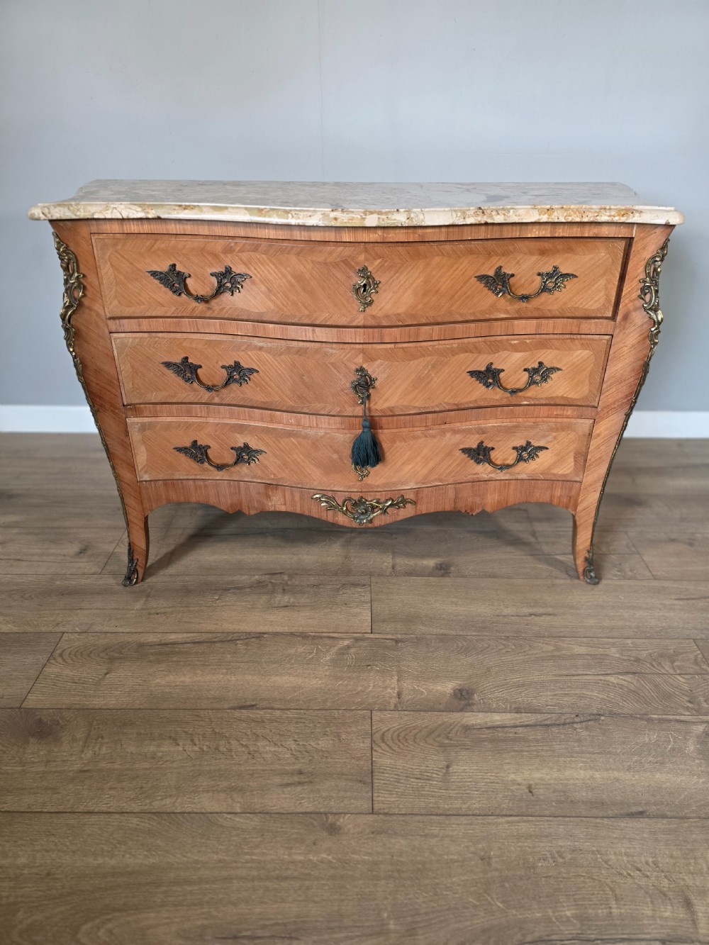 antique french marble top commode chest