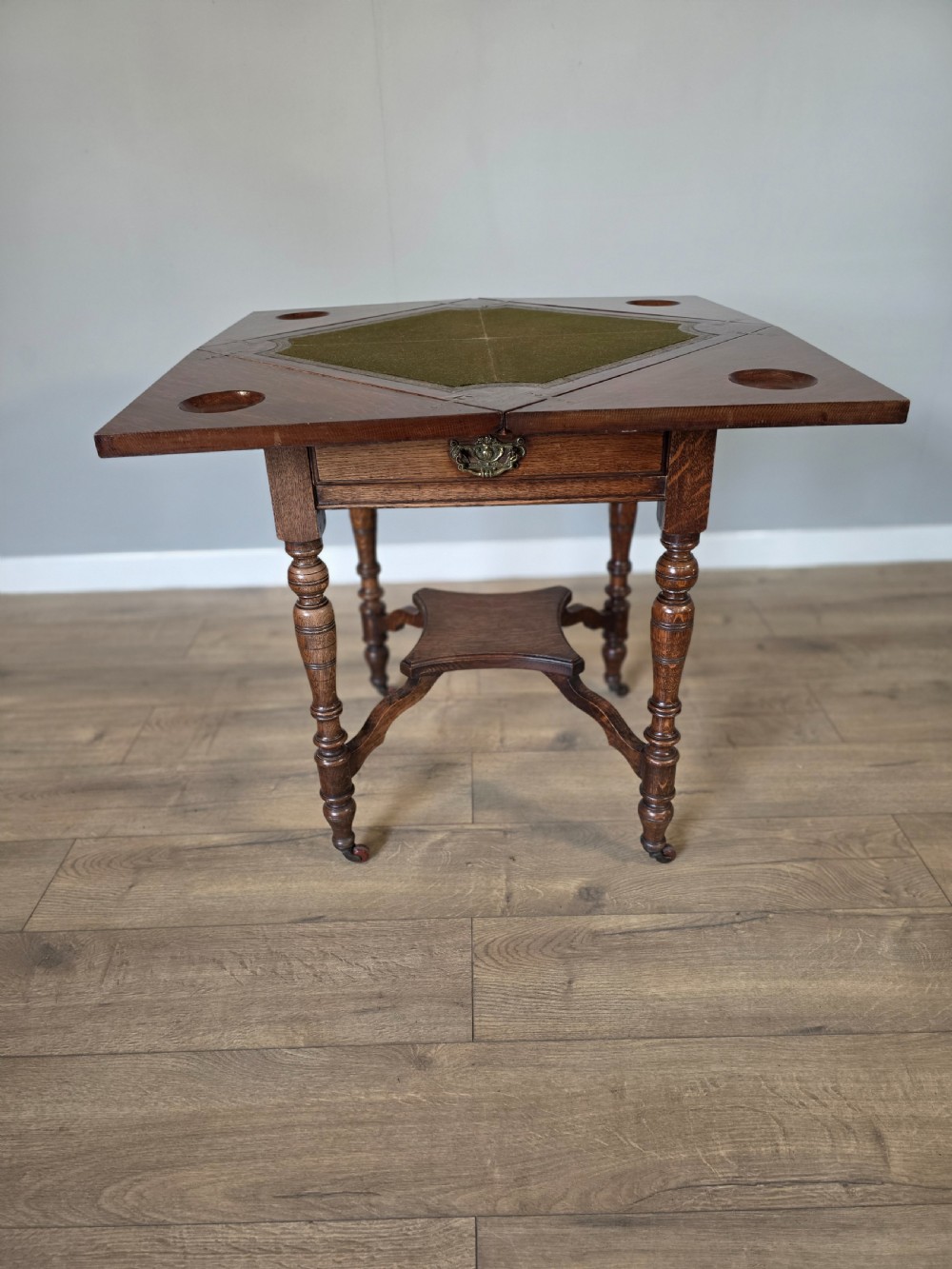 victorian oak envelope games table