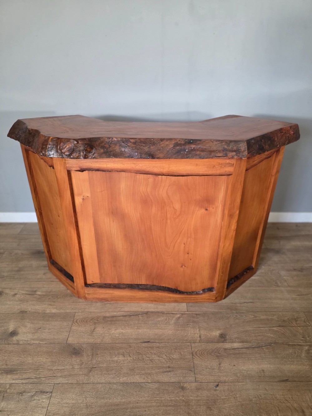 rustic live edge elm top home bar