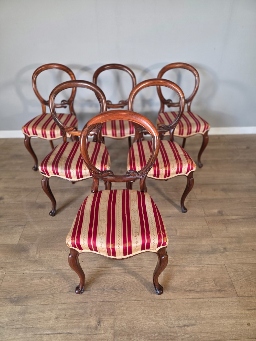 set of 6 rosewood victorian balloon back chairs