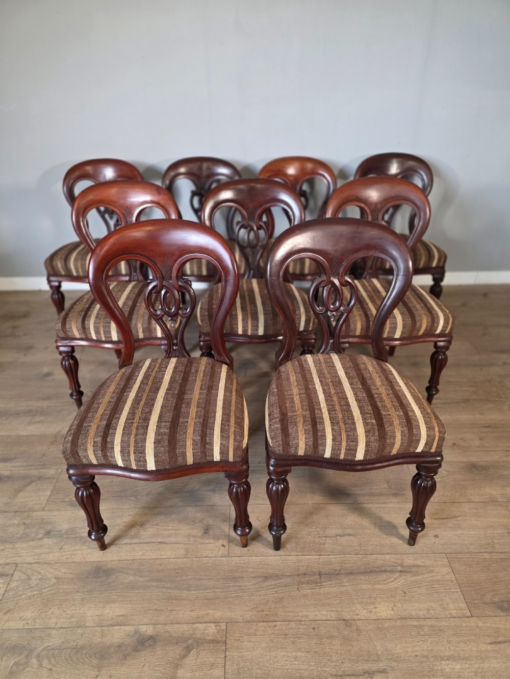 set of 9 antique victorian chairs