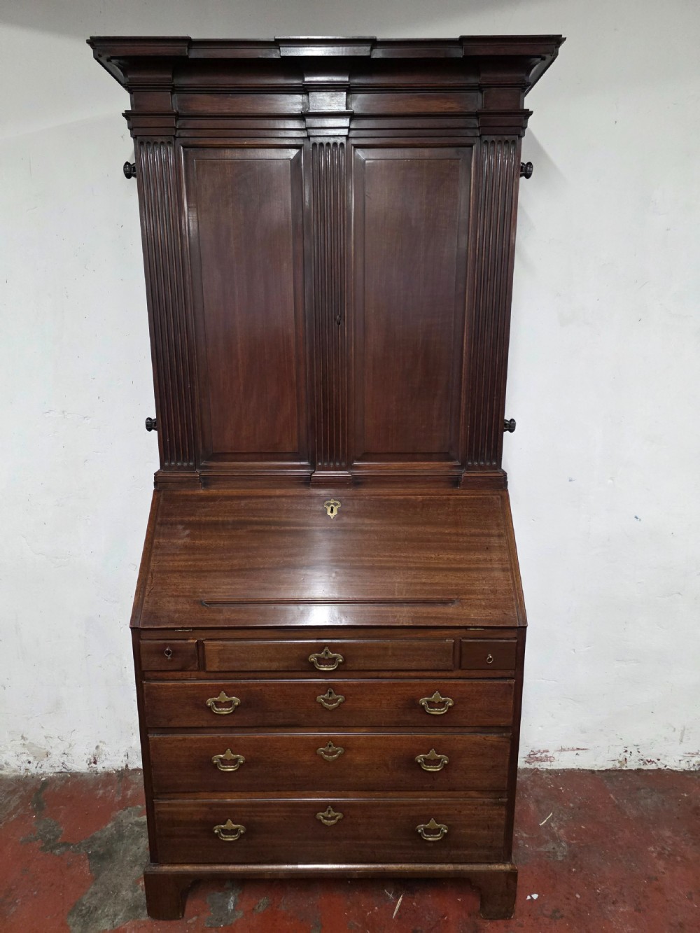 18th century antique mahogany bureau bookcase