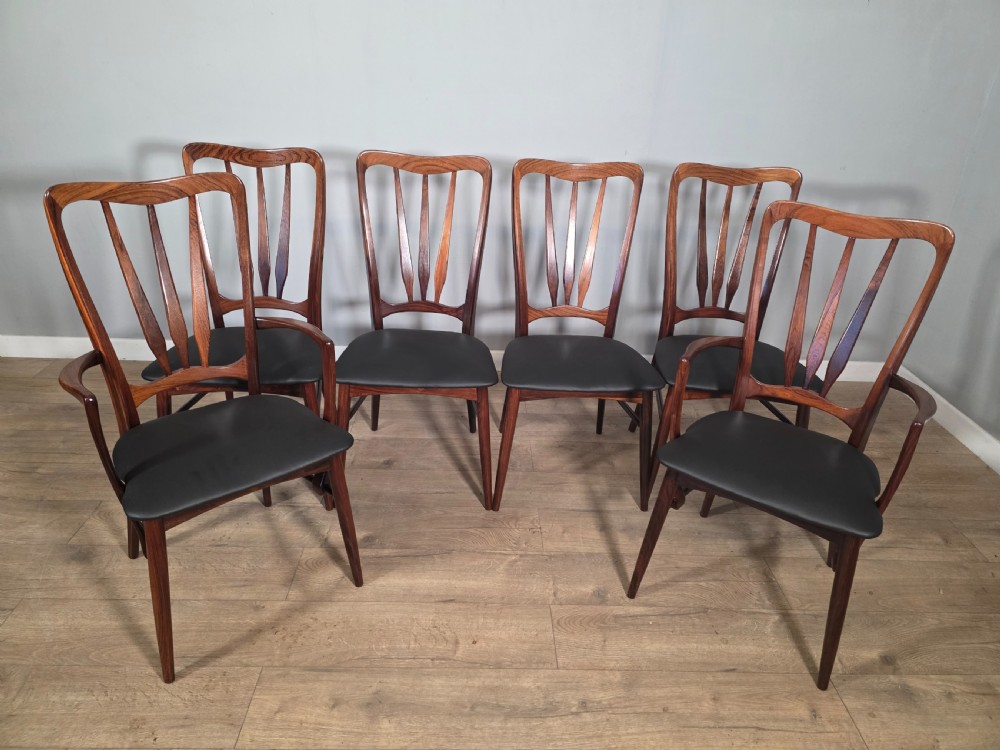 set of 6 danish rosewood midcentury 1960s dining chairs by niels koefoed