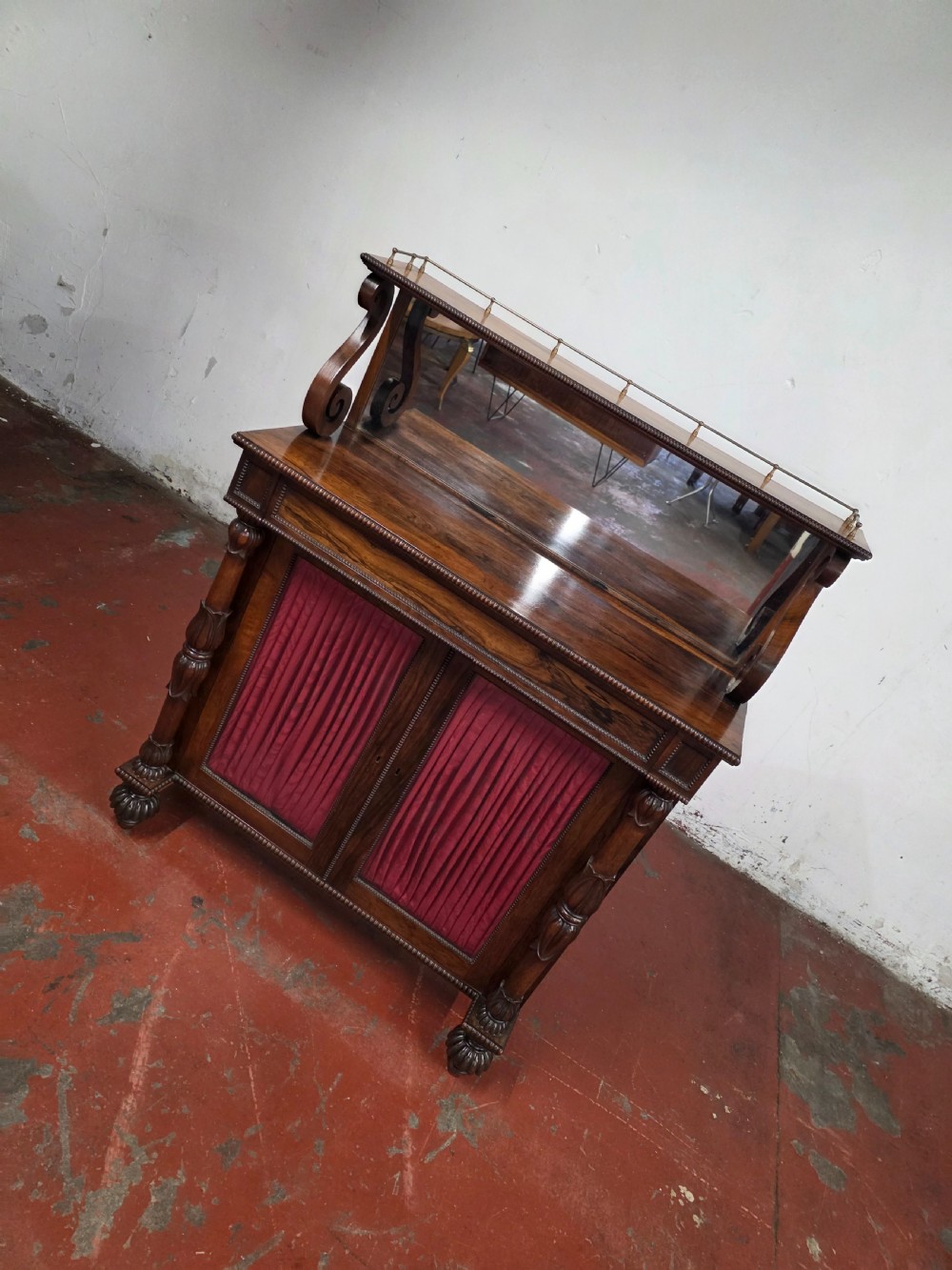 antique rosewood william iv chiffionier mirror back bookcase