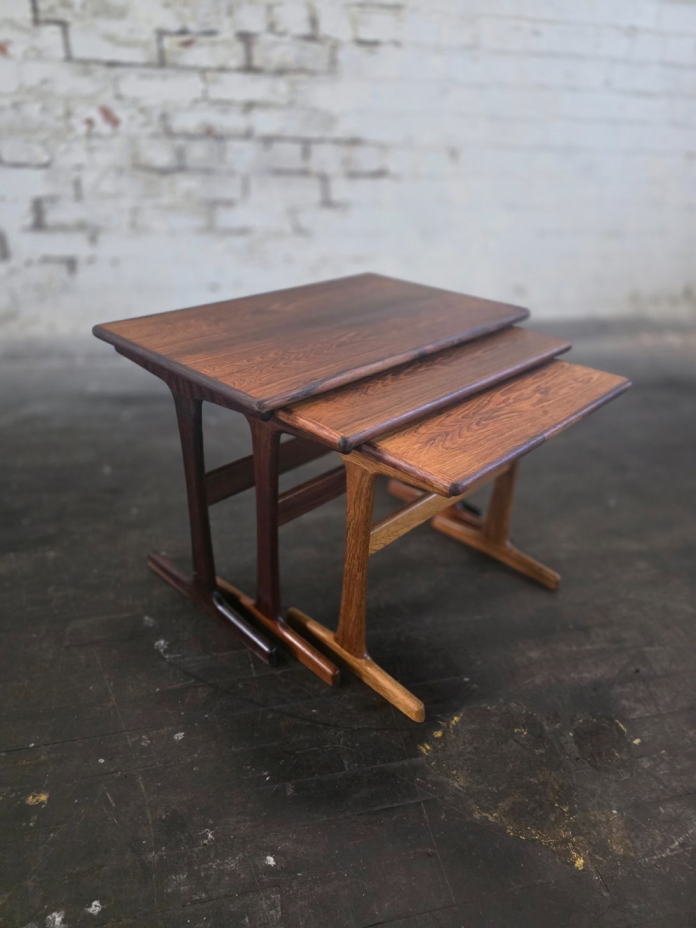 rosewood danish midcentury nest of 3 tables