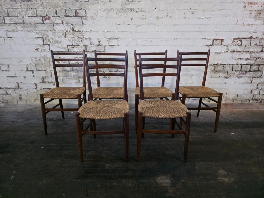 antique set of 6 italian chairs by gio ponti 1950s