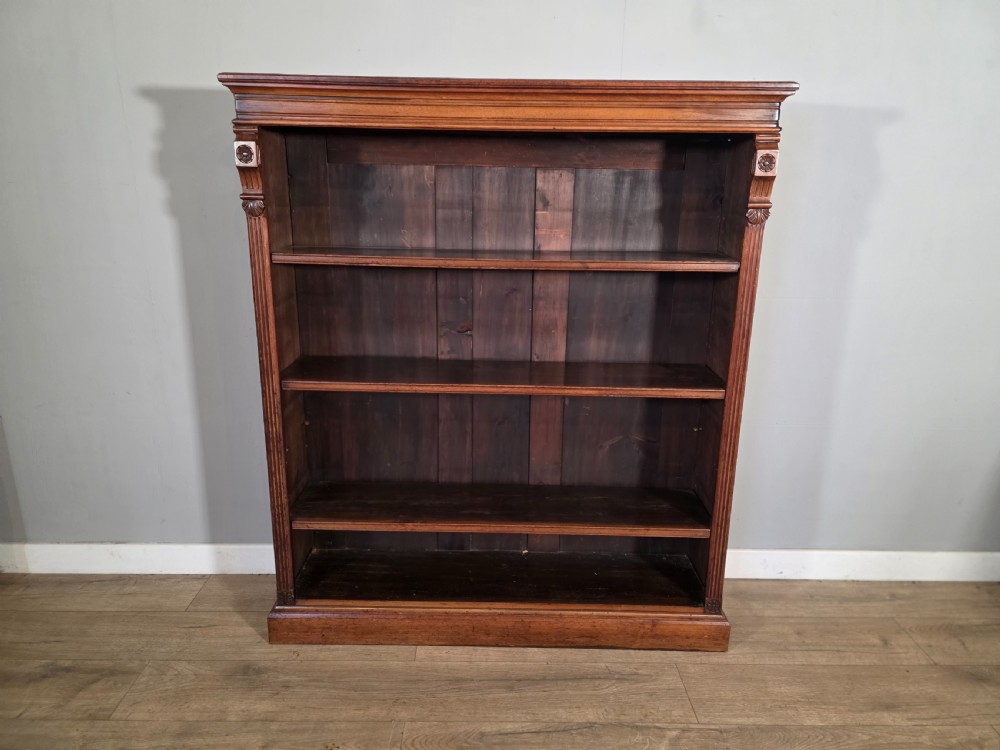 antique victorian walnut adjustable openshelf bookcase 1890s