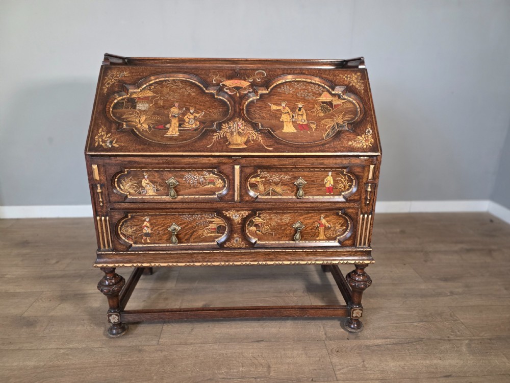 antique solid oak bureau 1920s