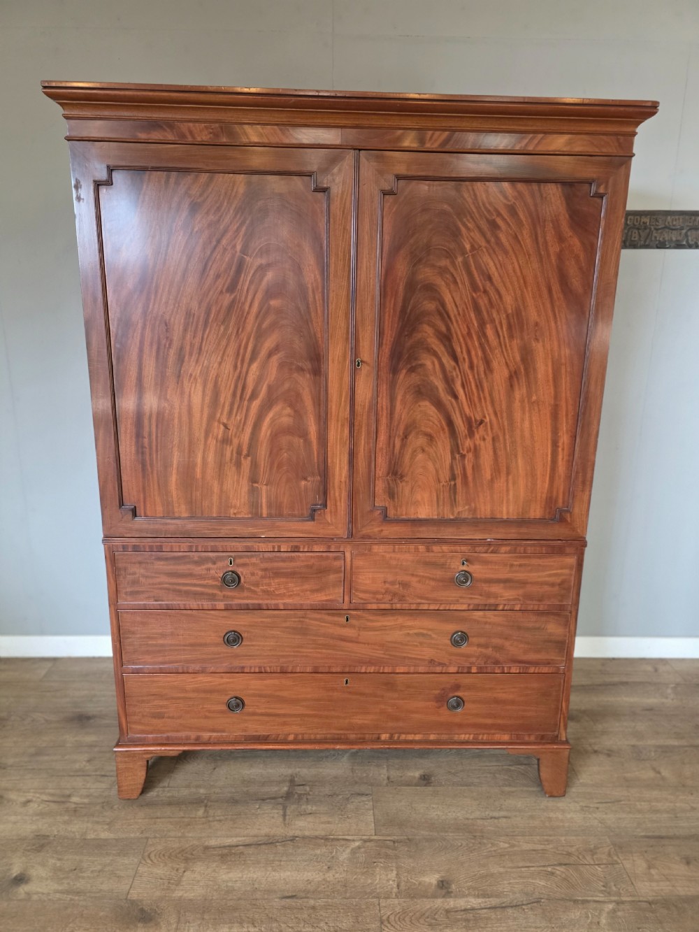 antique george 111 mahogany linen press 1790s