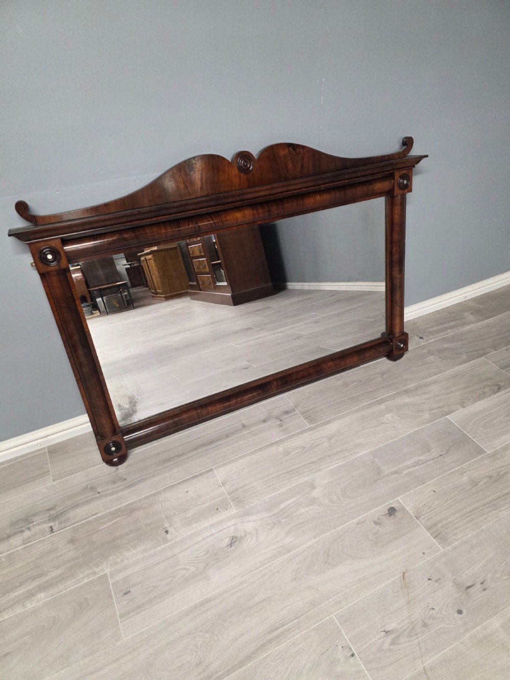 antique rosewood overmantel mirror