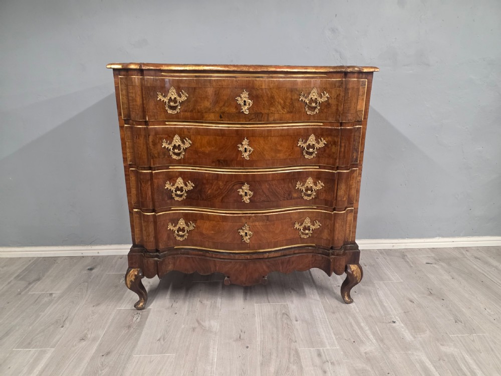 antique 18th century walnut serpentine chest of drawers