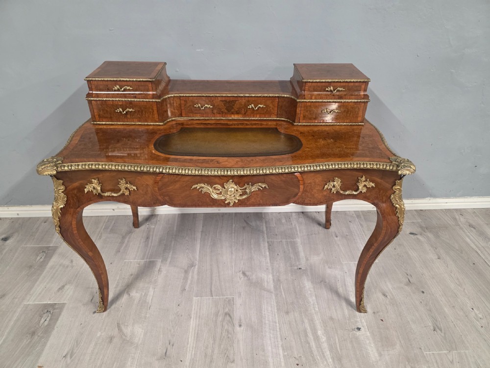 antique 19th century burr walnut leather top desk
